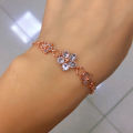 Qingwen Korean Style Fresh Crystal Flowers Bracelet Special-Interest Design Student Temperamental Bracelet ins Popular Online Red Birthday Gift. 