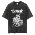 Harajuku streetwear men oversized vintage T shirt Japanese anime berserk graphic washed tshirt summer cotton loose top tees. 