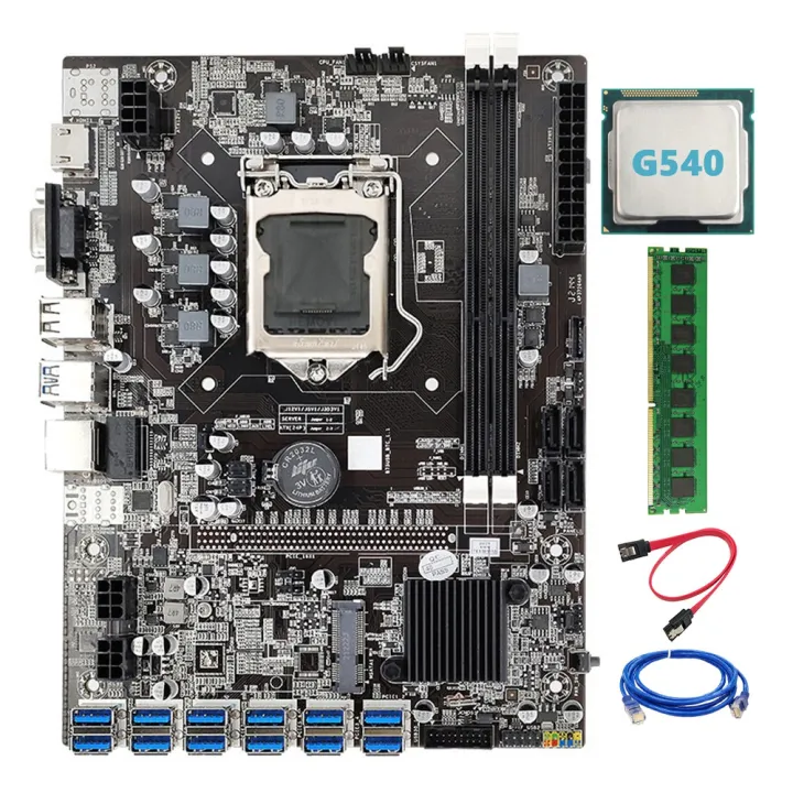 Mainboard Btc B75 BTC Mining Motherboard 12 PCIE to USB LGA1155 with G540 CPU+DDR3 ...