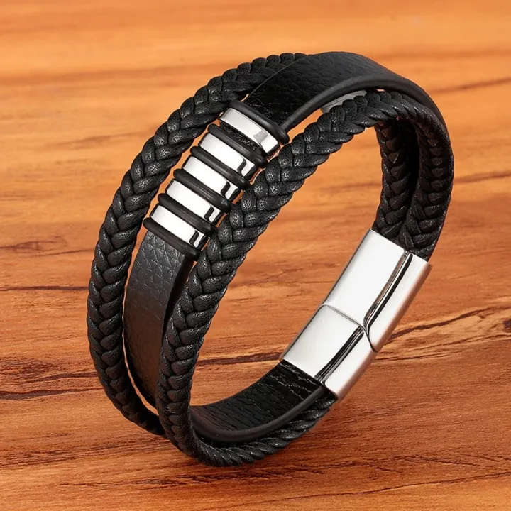 Fashion%203%20Layers%20Black%20Punk%20Style%20Design%20Leather%20Bracelet%20for%20Men%20Stainless%20Steel%20Magnetic%20Button%20Birthday%20Gift%20Male%20Bracelets%20-%20Image%204