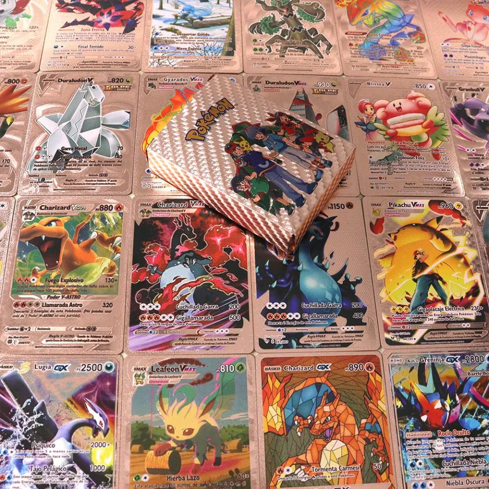 pokemon cards golden Pokemon Rose Gold Foil Cards Box Imitation Metal  10000HP Arceus Charizard Pikachu Mewtwo Vstar Vmax GX Silver Black Trainer  CardParty Games Crafts | Daraz.lk