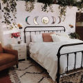 【Folio & Light】5 Piece Wooden Acrylic Moon Mirror Moon Cycle Variation Decorative Wall Mirror Creative Bohemian Mirror. 