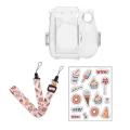New Camera Case For Instax Mini 7 Photo Bag Transparent Storage Crystal Strap Rope Sticker Three-Piece Set. 