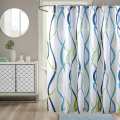 Enough Long Wide Polyester Striped Wave Shower Curtains Bathroom Plastic Hooks. 