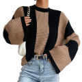 Yfashion Women's Striped Color Block Long Sleeve Sweater Oversized Outfits Knit Pullover Tunic Tops. 