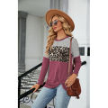 bellylady Women Casual T-Shirt Round Neck Long Sleeves Tunics Twist Knot Blouse Leopard Print Stripe Pullover Tops. 