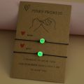2Pcs/Set Pinky Promise Bracelets Friendship Couple Matching Bracelet Luminous Heart Bead Elastic Rope Valentine's Day Gifts. 
