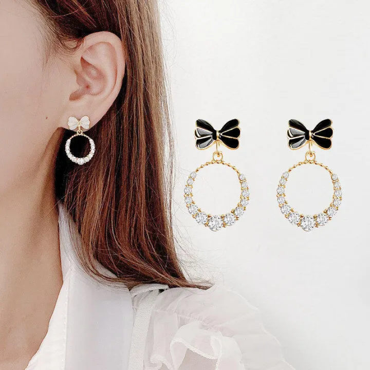 1Pair%20Korean%20Style%20Bow%20Zircon%20Round%20Simple%20Stud%20Earrings%20For%20Girls%20Women%20Jewellery%20Gift%20-%20Image%203