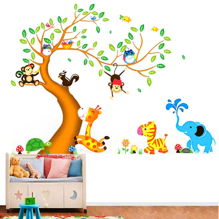 Big%20Tree%20Animals%20Cartoon%20Theme%20Kids%20Wall%20Art%20Decal%20Sticker%20Decoration%20for%20Living%20Room%20Nursery%20Baby%20Girl%20Boy%20Kid%20Children's%20Room%20Bedroom%20Decoration%20-%20Image%205