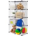 8 Cube Grid Wire Storage Shelves Multi Use DIY Closet Organizer , Metal Grids Bookshelf Modular Shelving Units, Black. 