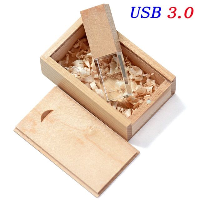 Jaster Wedding Photography Custom Logo Wooden Crystal Wooden Usb 3.0 64gb 32gb 16gb 4gb Version Memory Flashs Stick Pen Drive