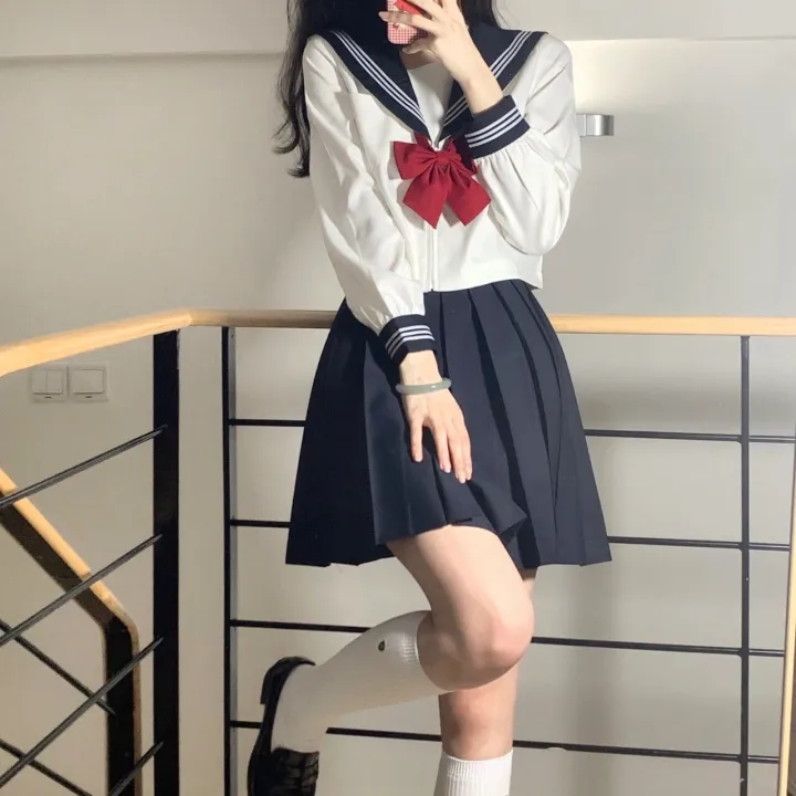 jkUniform%20skirt%20Basic%20Style%20Genuine%20White%20Two%20Books%20Three%20Books%20Student%20School%20Uniform%20College%20Style%20Business%20Attire%20Japanese%20Style%20Sailor%20Suit%20-%20Image%205