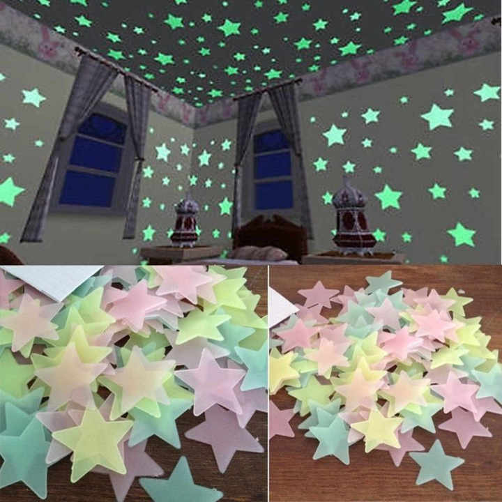 Wall Stickers Plastic 50 Stars Pieces Luminous High Quality Radium ...