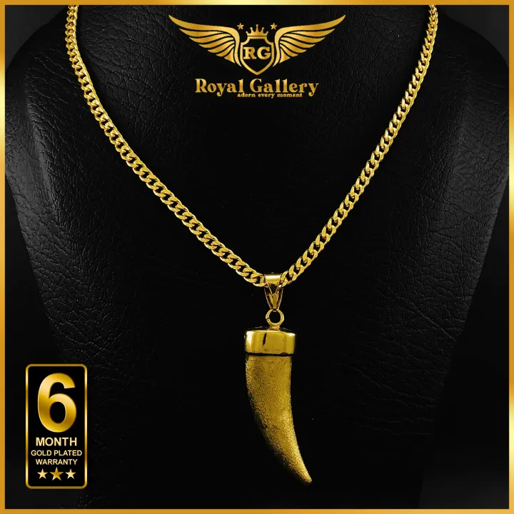 Gold Plated Bismark Chain with Round Lion Pendant Long-Lasting Guaranteed 45 / 60 CM Free Gift Box [RG]