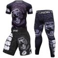 【5】 Boxing Set Men Sport Rashguard Jitsu Bjj Rash Guard KickBoxing Sets Muay Thai Jersey MMA Fightwear. 