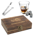 WHISKY STONES Whiskey Stones Frozen Ice Stone Granite Whiskey Rocks Set 9 with Wooden Box Reusable Cooling Ice Cubes. 