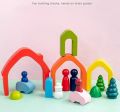 Wood Rainbow blocks house natural wooden toys children block rainbow Building blocks Educational kindergarten supplies baby toys. 