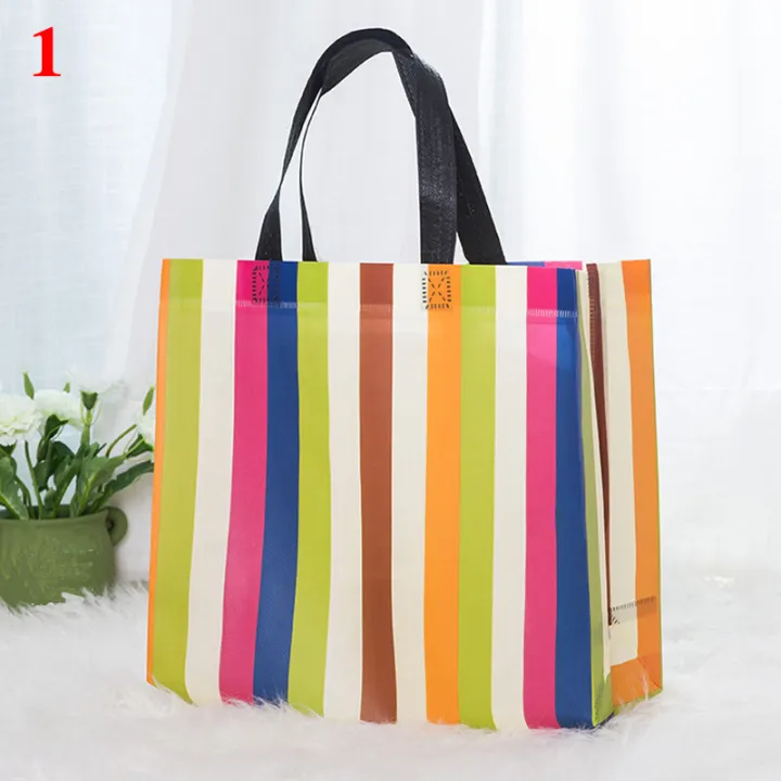 【ALLGOOD】Blue's Shop 1PC Large Capacity Grocery Bag Foldable Non-Woven Waterproof Fabric Shopping Bag Reusable Tote Handbag Eco