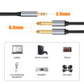3.5 mm To Double 6.5 mm TRS Jack AUX Cable Male Mono 3.5mm 6.5mm Adapter Audio Connector HIFI Stereo For Mixer Amplifier Speaker. 