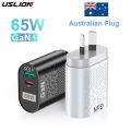 USLION Australian Plug 65W Gan Charger for Australia New Zealand AU Plug PD 33W Fast Charger QC 3.0 USB Adapter for iPhone Sony. 