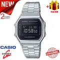 (Ready Stock) G-Shock Men Sport Digital Classic Square Watch Shockproof and Waterproof Stainless Steel Band Sports Business Wrist Watches with 2 Year International Warranty A168WEM-1. 