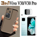 Vivo V30 Matte Soft Phone CaseFor Vivo V30 Pro V 30 Shockproof Phone Case 3in1 Tempered Glass Front Film and Back Lens Protector. 