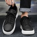 Men's Shoes Summer New Breathable White Shoes Thick Bottom Black Board Shoes Versatile Work Waterproof Non-Slip Pure Black Shoes Men. 