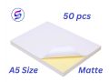 A5 14.8x21.0cm Gloss / Matte Printable Self Adhesive Plain White Sticker Paper 50pcs. 
