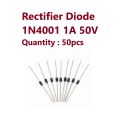 50 pcs of 1N4001 1A 50V Rectifier Diode. 