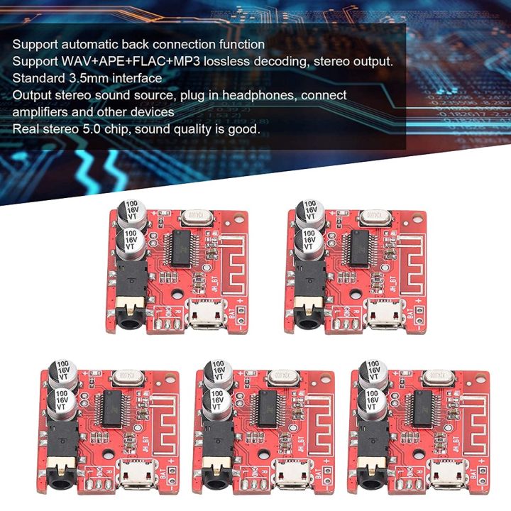 TOOC%205PCS%20DIY%20Bluetooth%205.0%20Board%20Lossless%20Decoder%20Board%20Wireless%20Stereo%20Music%20Module,Speaker%20Amplifier%20Module%20-%20Image%202