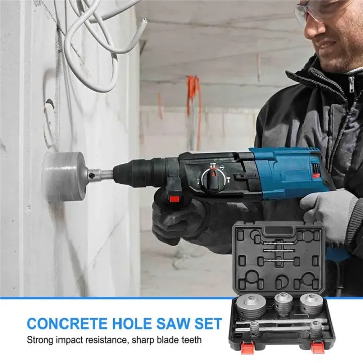 Concrete Hole Saw Kit 10Pcs Drill Core Bit for Brick Impact Resistant ...