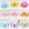2-5 YEARS Summer Baby Straw Hat Kids Cat Ear Decoration Cute Beach Cap Girls Boys Solid Sun Hat Girls Sunhat. 