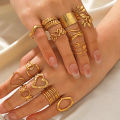 Enacolor Titanium Steel 18K Gold Plated Personality Geometric Heart Rings for Women Fashion Jewelry Accessories. 