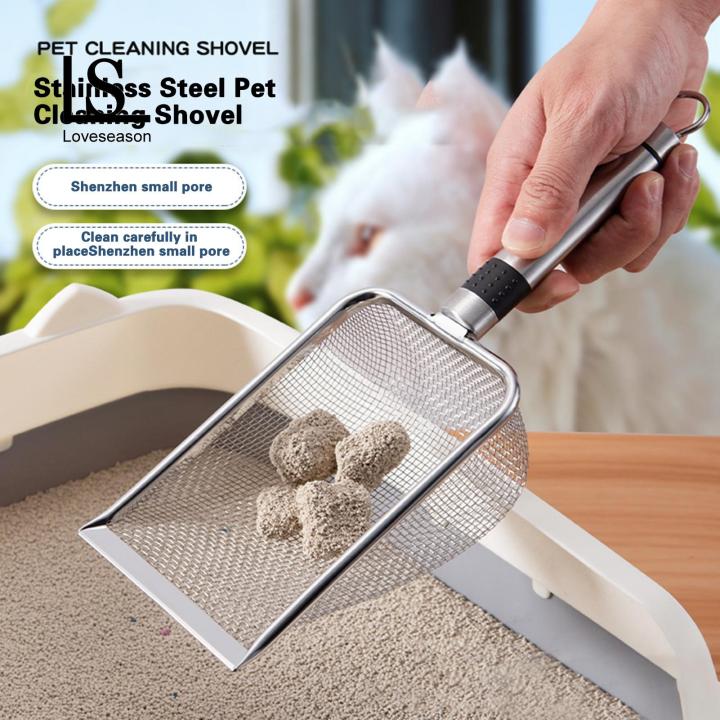 Loveseason Pet Poops Shovel Easy Storage Stainless Steel Cat Litter Scooper