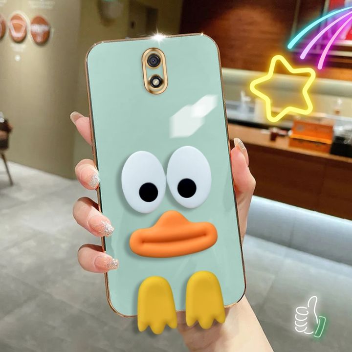 Phone Case For Xiaomi Redmi 8A Cute cartoon silicone big eye duck patch mobile phone case electroplating TPU soft shell lens full bag fall proof wear resistant waterproof mobile phone back cover boy girl square box mobile phone protective case