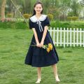 Doll Collar College Style Girl Dress Summer Junior High School Student High School Girls' Summer Wear Long below the Knee Long Skirt. 