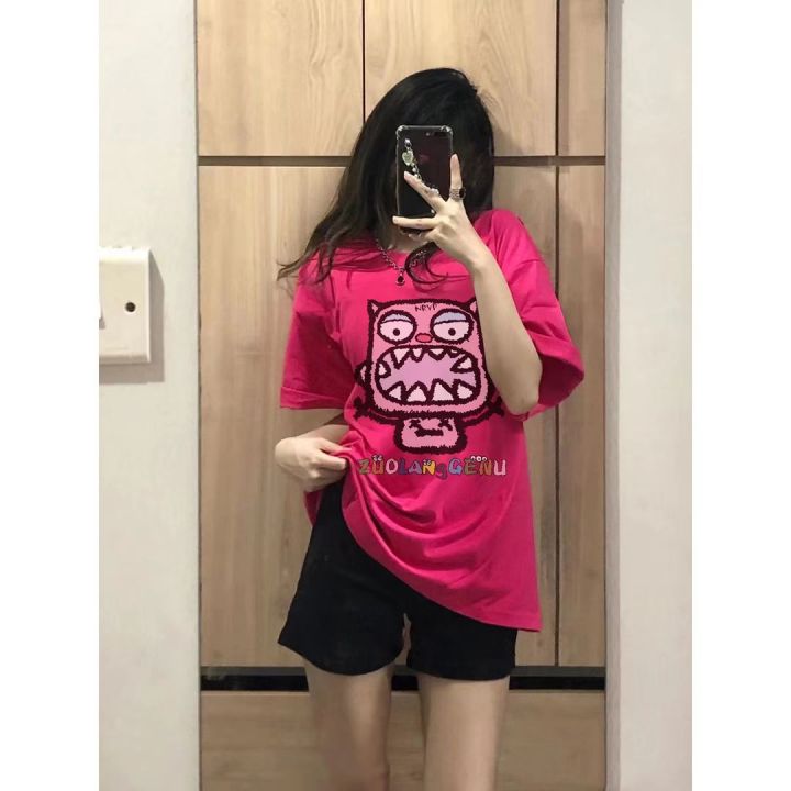 A1108/Couple's%20Clothing%20Little%20Devil%20Cartoon%20Printing%20Loose-Fitting%20Pure%20Cotton%20Top%20Summer%20Mid-Length%20Simple%20All-Matching%20Men%20and%20Women%20-%20Image%204