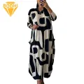 Women Retro Dress Floral Print Plus Size Maxi Dress with Pockets Loose Fit Long S ve O Neck A-line Ankle Length Women's Dress Spring Women Dress. 
