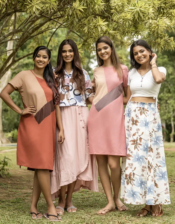 Spring & Summer Round Neck Dress with Colour Blocked
