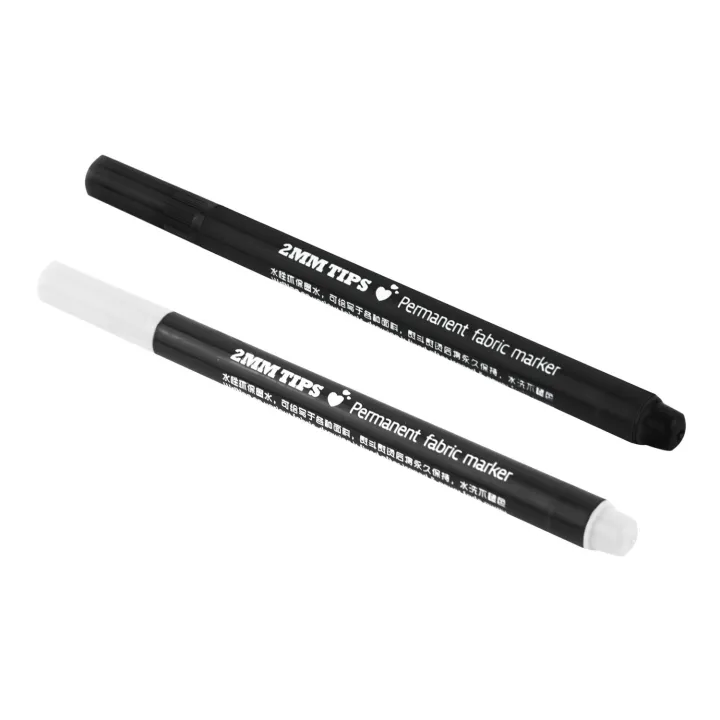 2pcs%20Fabric%20Marker%20Pens%20Permanent%20Colors%20for%20DIY%20Textile%20Clothes%20T-Shirt%20Shoes%20-%20White%20&%20Black%20-%20Image%204