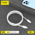 Foneng X66 PD Data Cable 1M, 20W Quick Charging - Type-C to Lightning (iPhone) - Durable and Efficient Charging Solution. 