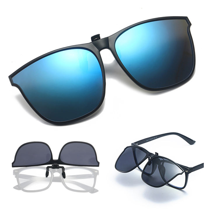 EB Polarizing Clip On Sunglasses UV400 Photochromic Goggles Outdoor Anti Glare Square Glasses for Cycling Driving Fishing Hiking