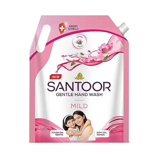 Santoor Mild Gentle Hand Wash with Goodness of Lotus & Tulsi| Rich Lathering Formula with Anti-Bacterial Properties| Soft on Hands| Soothes & Hydrates Skin (1500ml)FROM INDIA (SAM)
