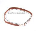 Creative Pearl Buckle Belt PU Leather Dress Skirt Waist Elastic Thin Women Belts Stylish Gift GJCUTE. 