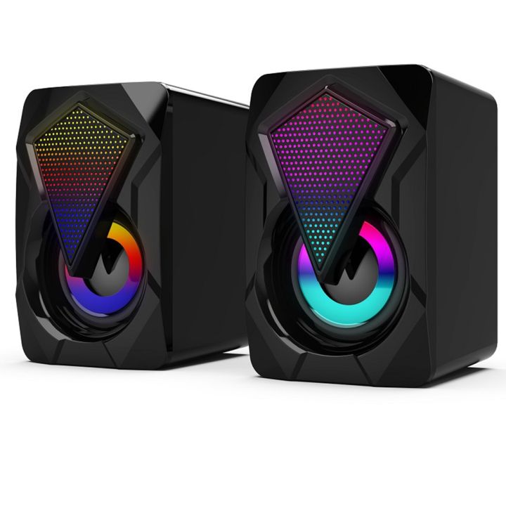 1 Pair Speaker Computer Speaker for PC Desktop Computer Laptop LED Lighting Home Theater System USB Wired Sound Box