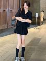 2023New Small Business Suit Korean Style Niche Summer Fashion Set Loose All-Match High Waist Skirt Two-Piece Set for Women. 