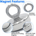 Super Strong Fishing Magnet Hooks N52 Heavy Magnet with Countersunk Hole Eyebolt 16-90mm Salvage Searcher Magnets. 