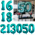 40inch Big Foil Birthday Balloons Tiffany Blue Helium Number Balloon 0-9 Happy Wedding Party Decor Kids Baby Shower Large Globos. 