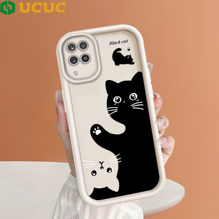 UCUC for Samsung A12 A12 5G M12 Back Cover Three Cats Ladder Camera Soft Rubber Phone Case