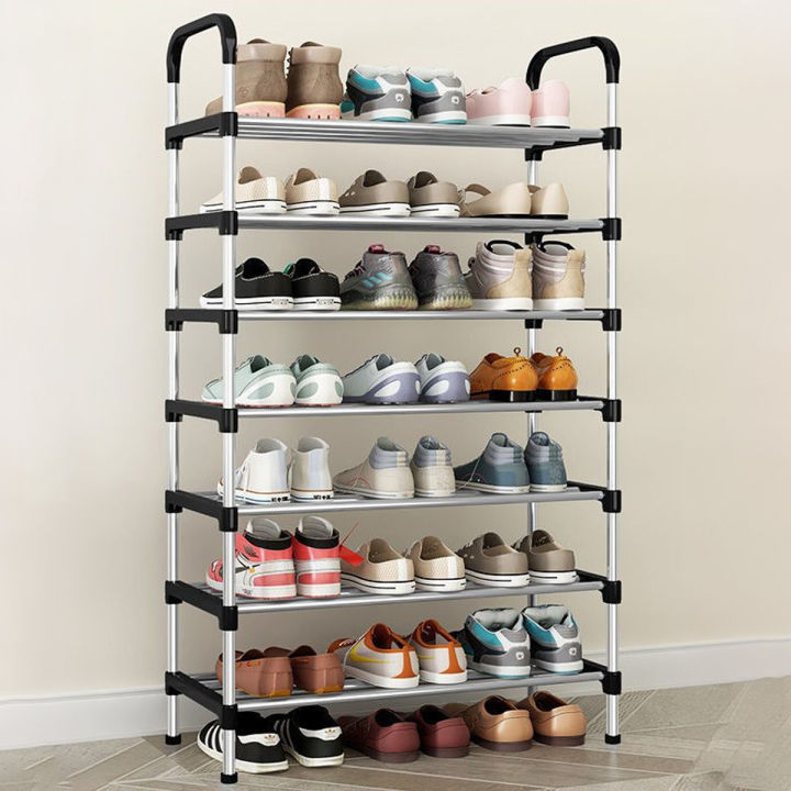 7 Layers Steel Shoe Rack Household Simple Metal Shoe Rack Shoe Storage Box Shoe Cabinet Storage Slippers Multi-layer Door Frame